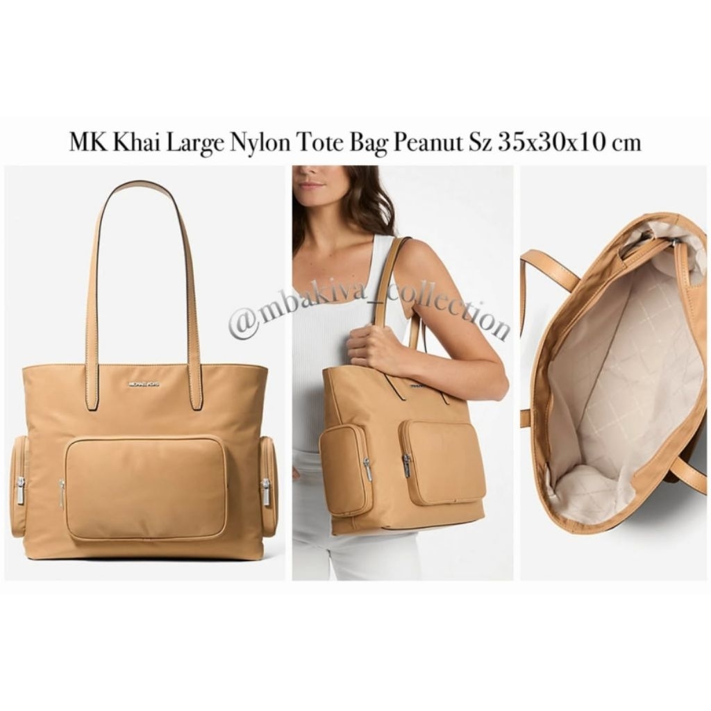MK Khai Large Nylon Tote Bag Peanut