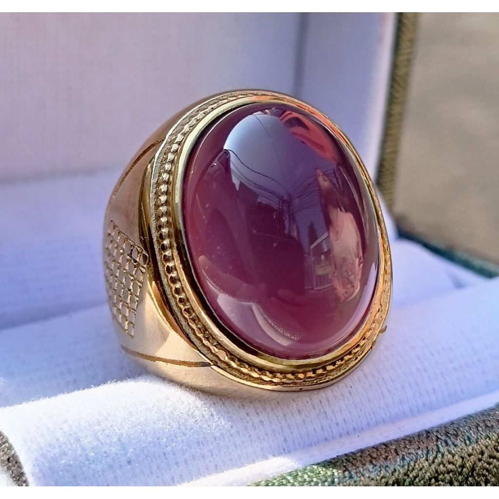 CINCIN BATU AKIK LAVENDER BATU RAJA KRISTAL 100%ORI