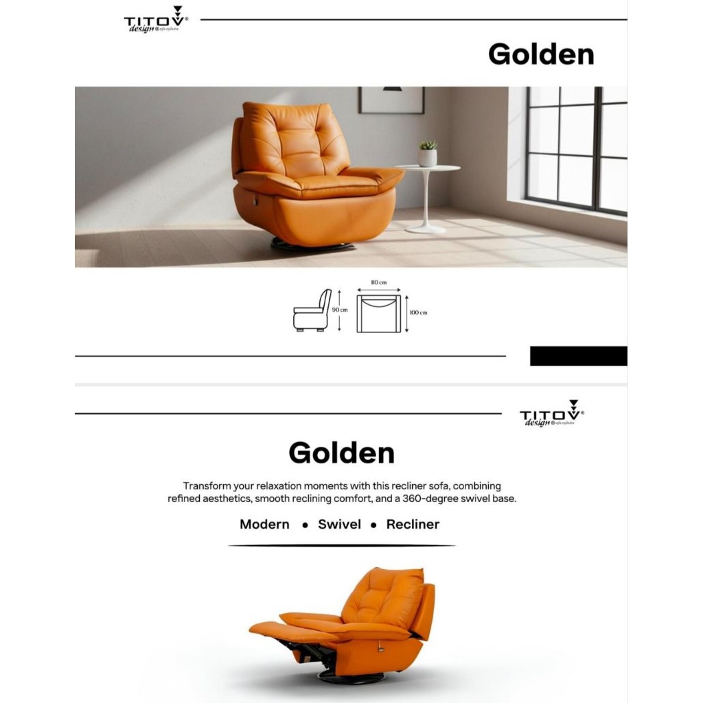 Sofa Titov Golden - Sofa Recliner - Sofa Titov Recliner Golden