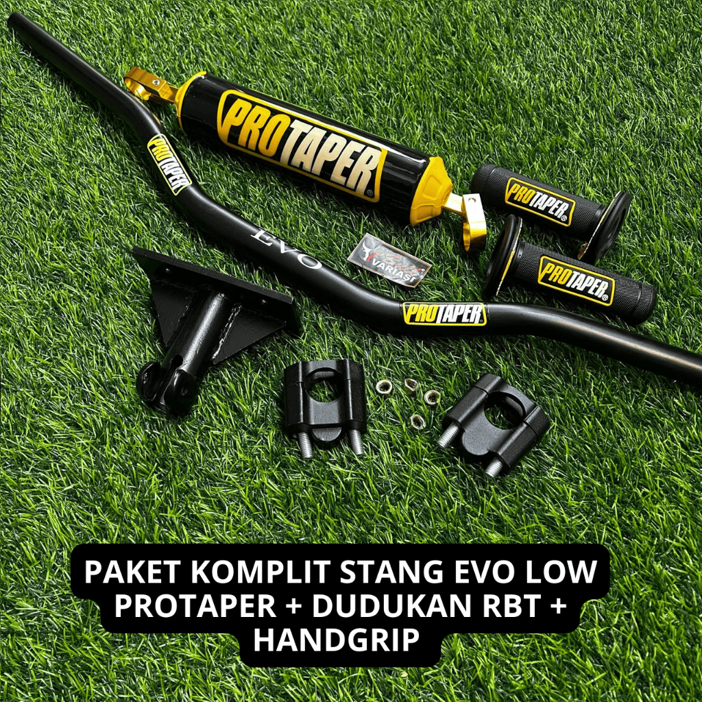 Stang Evo Low Protaper Plus Dudukan RBT, Raiser Cnc, Busa Protaper dan Handgrip untuk Honda Yamaha