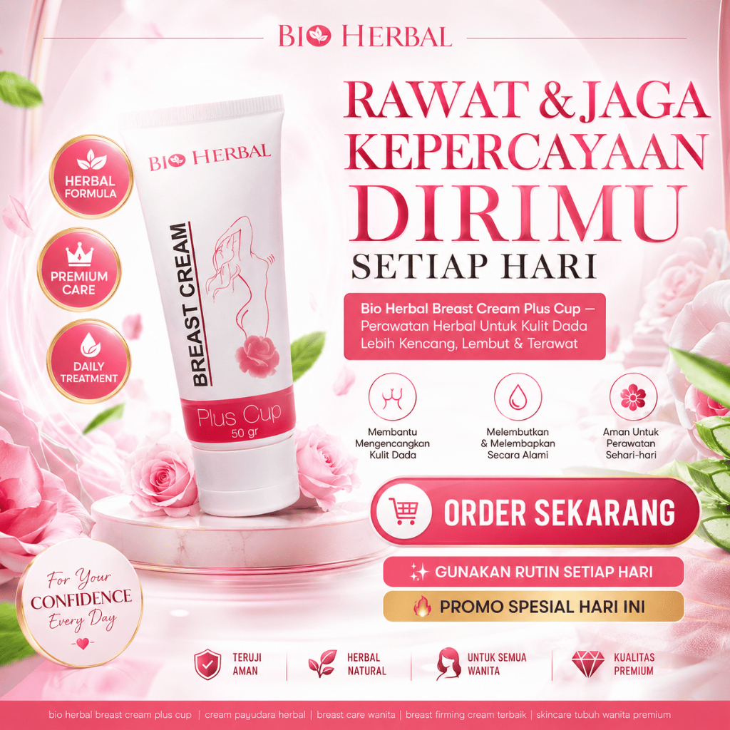 Bio Herbal Breast Cream Plus Cup Krim Pengencang Payudara Herbal Breast Firming Cream Pembesar Payud