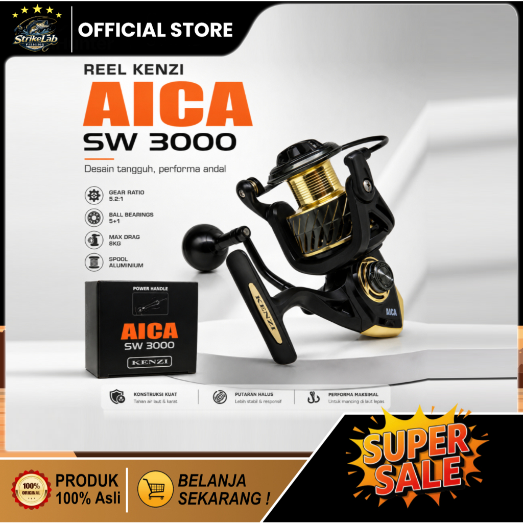 REEL KENZI AICA SW 3000 GOLD | Alat Gulungan Pancing | Spinning