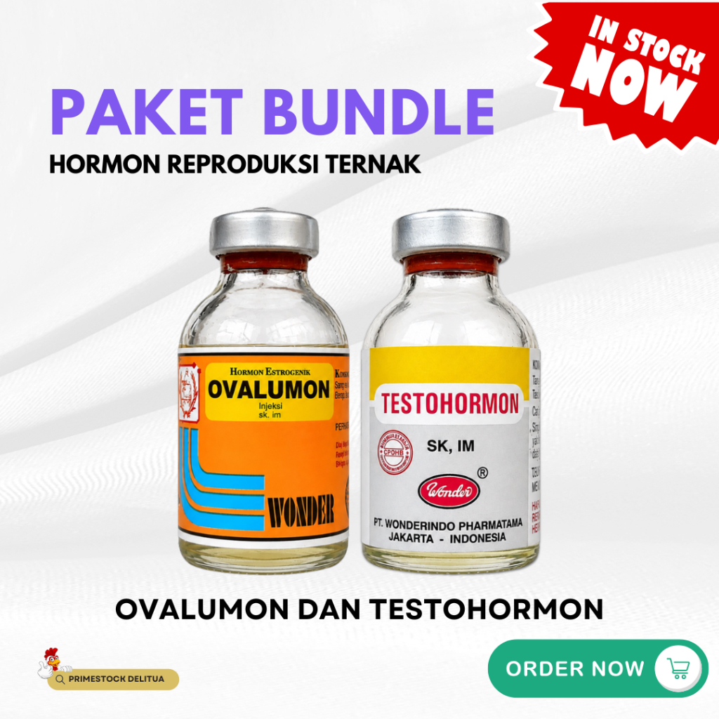 Paket Bundle Ovalumon 20ml dan Testohormon Wonder 20ml Hormon Reproduksi Ternak Hewan Injeksi