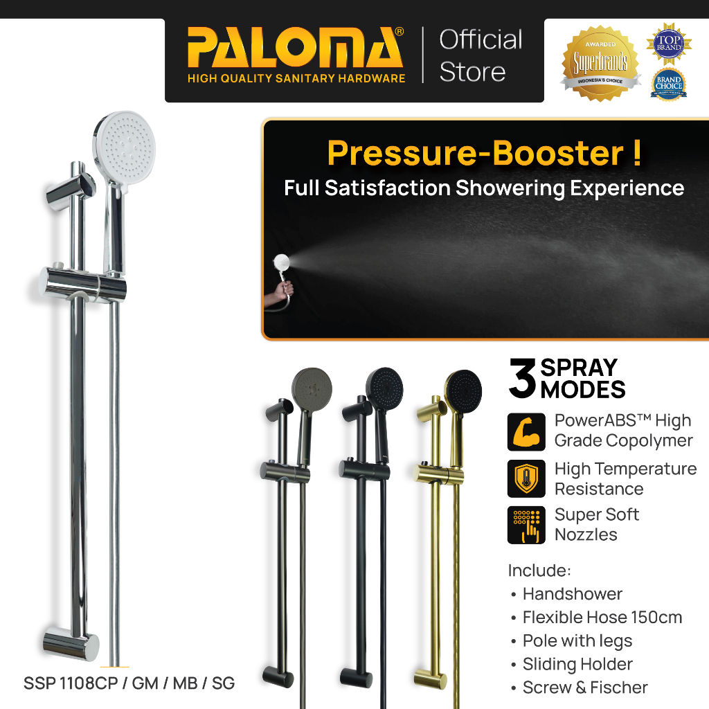 PALOMA SSP 1108 Shower Set Tiang Handshower Mandi Hand Shower Head Kepala Shower Genggam Pole Bar 3 