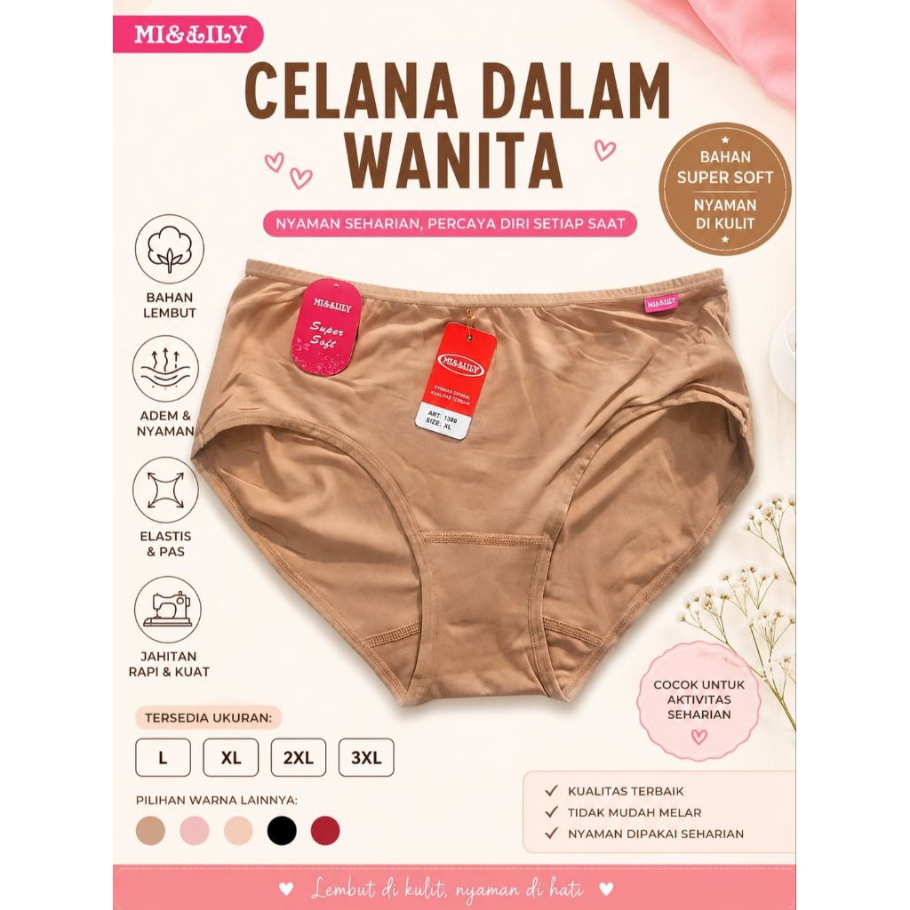 3pcs celana dalam perempuan misslily 1389