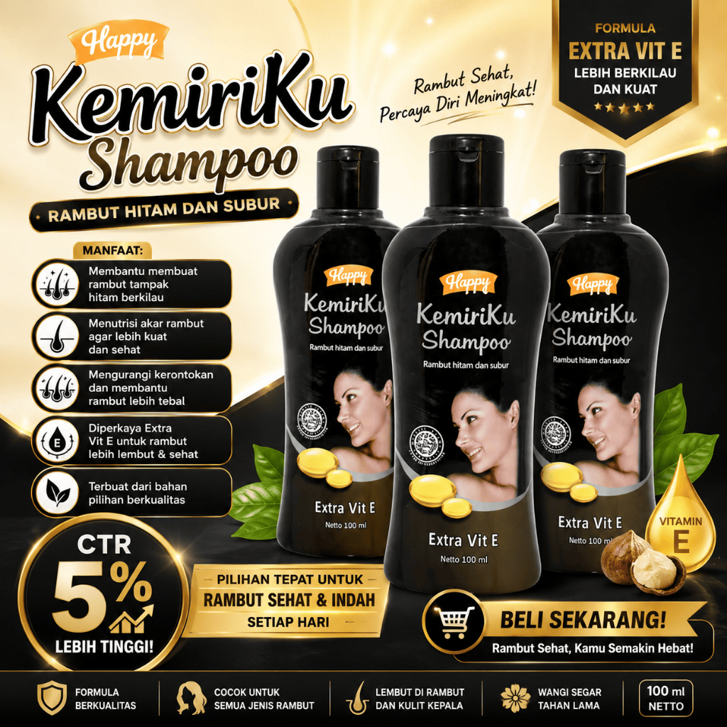 Shampoo Kemiriku Happy Kemiri Original 100% BPOM  - Sampo Menghilangkan Uban