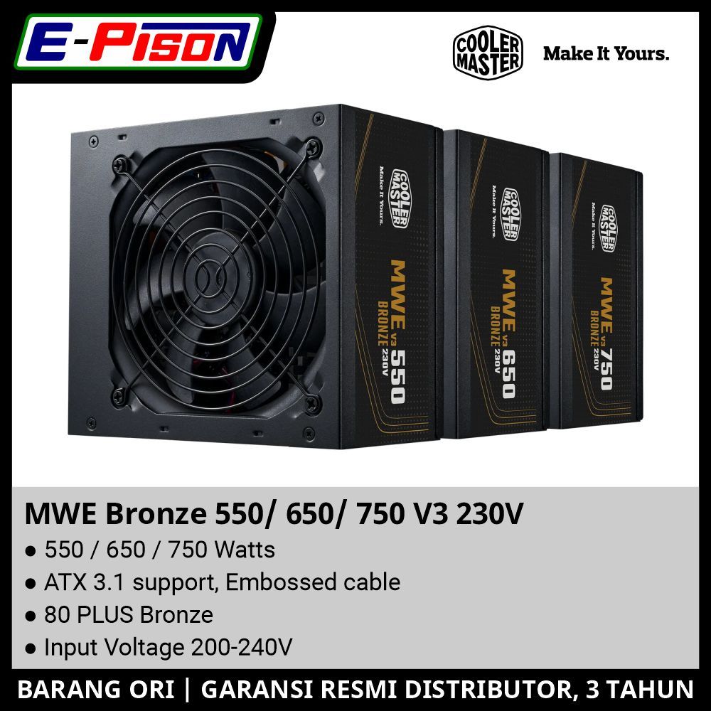Cooler Master MWE Bronze 550 650 750 V3 230V PSU 80+ Bronze