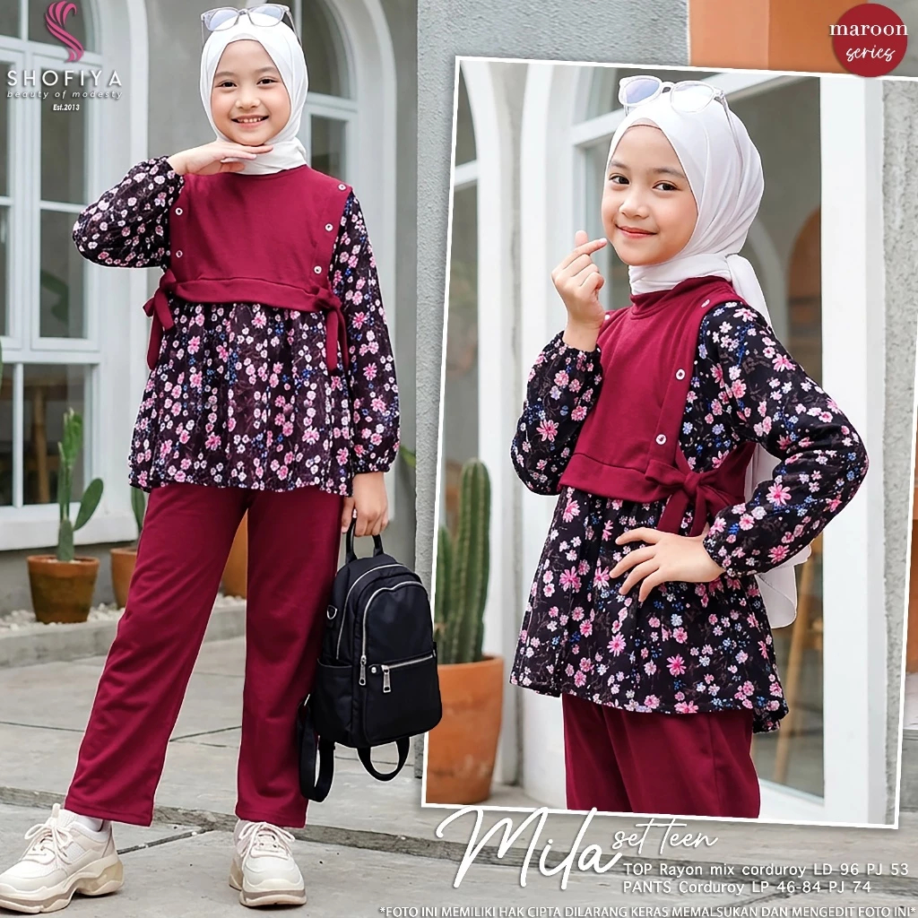 TEENARA Mila Setelan Anak Perempuan Remaja Wanita Oneset Anak Terbaru Trendy Original by Shofiya
