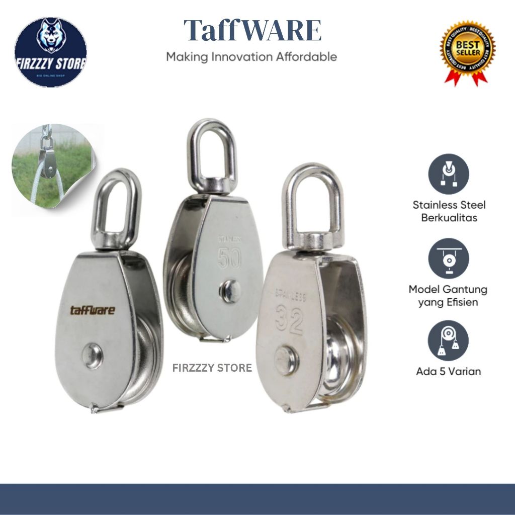 Taffware Katrol Kerekan Mini Serbaguna Swivel Pulley Stainless Steel 15kg  20kg 32kg 50kg