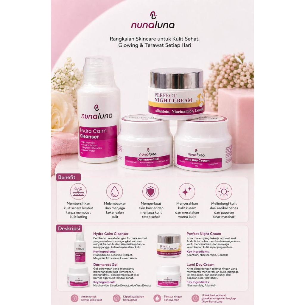 NUNA LUNA SKINCARE/NUNA LUNA BEAUTY/SKINCARE NUNA LUNA PAKET PERAWATAN WAJAH