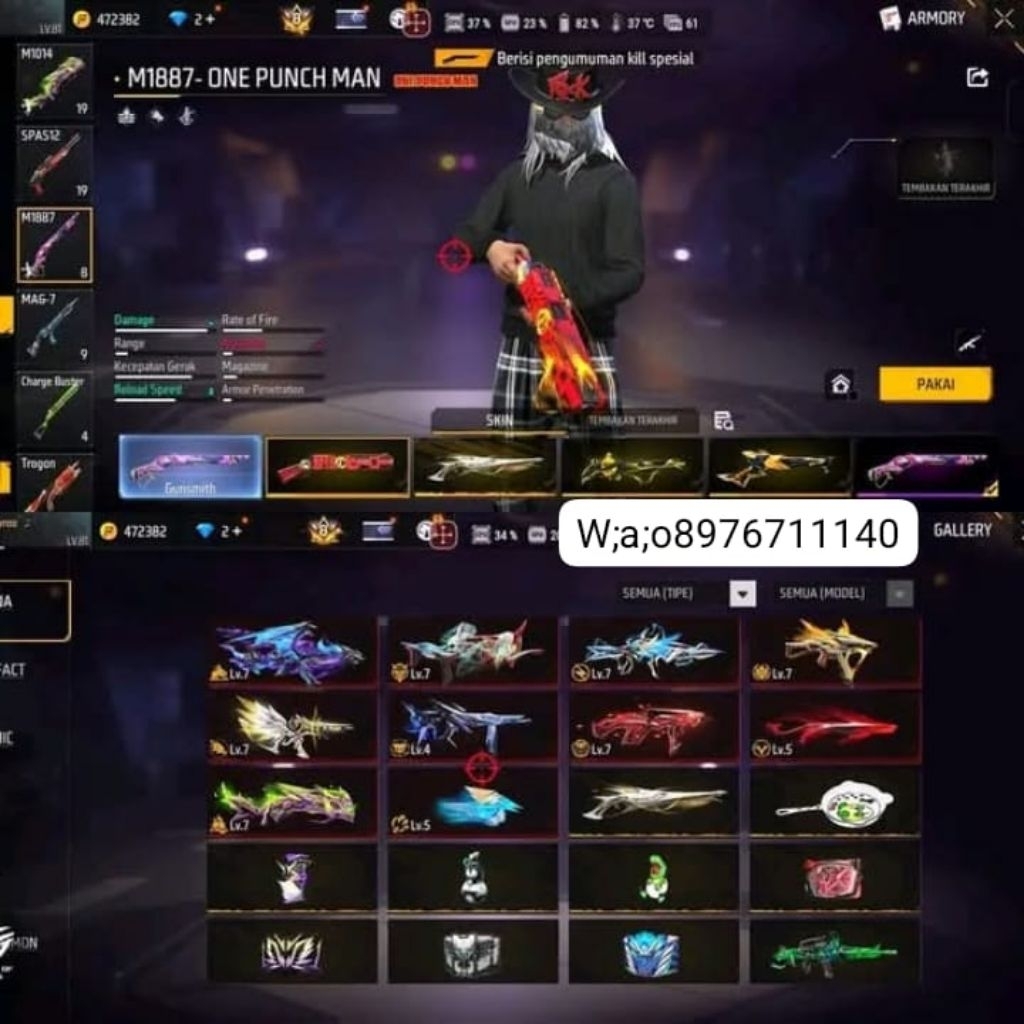 Akun free fire, ff sultan SG OPM,mex on bisa bayar di tempat