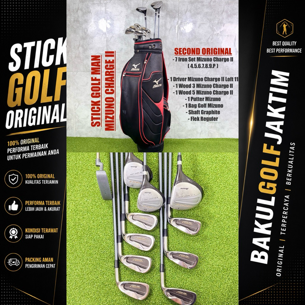 Set Stick Golf Man Mizuno Charge Golf Fullset Bag Golf Bekas Original