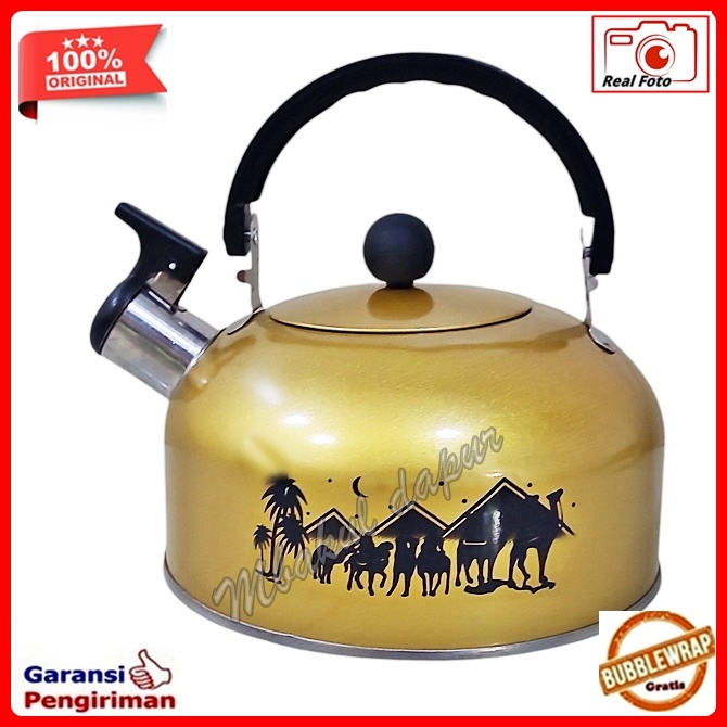 Teko Alumunium Emas Teko air Zam zam 2 Liter kuning alumunium arab Dubai Motif