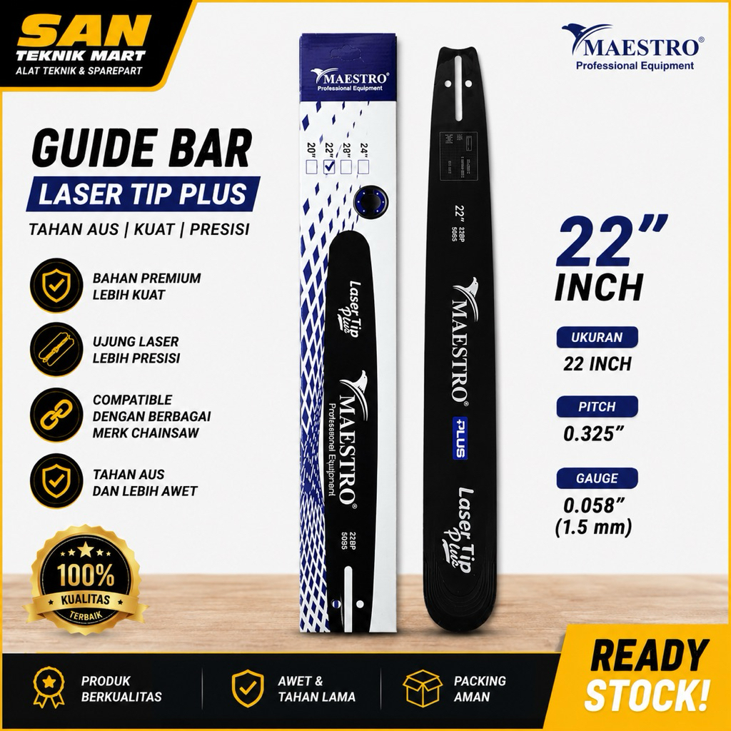 TERMURAH Bar Chainsaw Maestro 22"/38T.Bar Senso/Sinso Maestro 22 inch 38 Mata Original