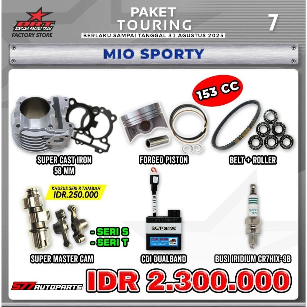 PAKET TOURING 7/10 BRT MIO OLD/MIO SPORTY/MIO SMILE