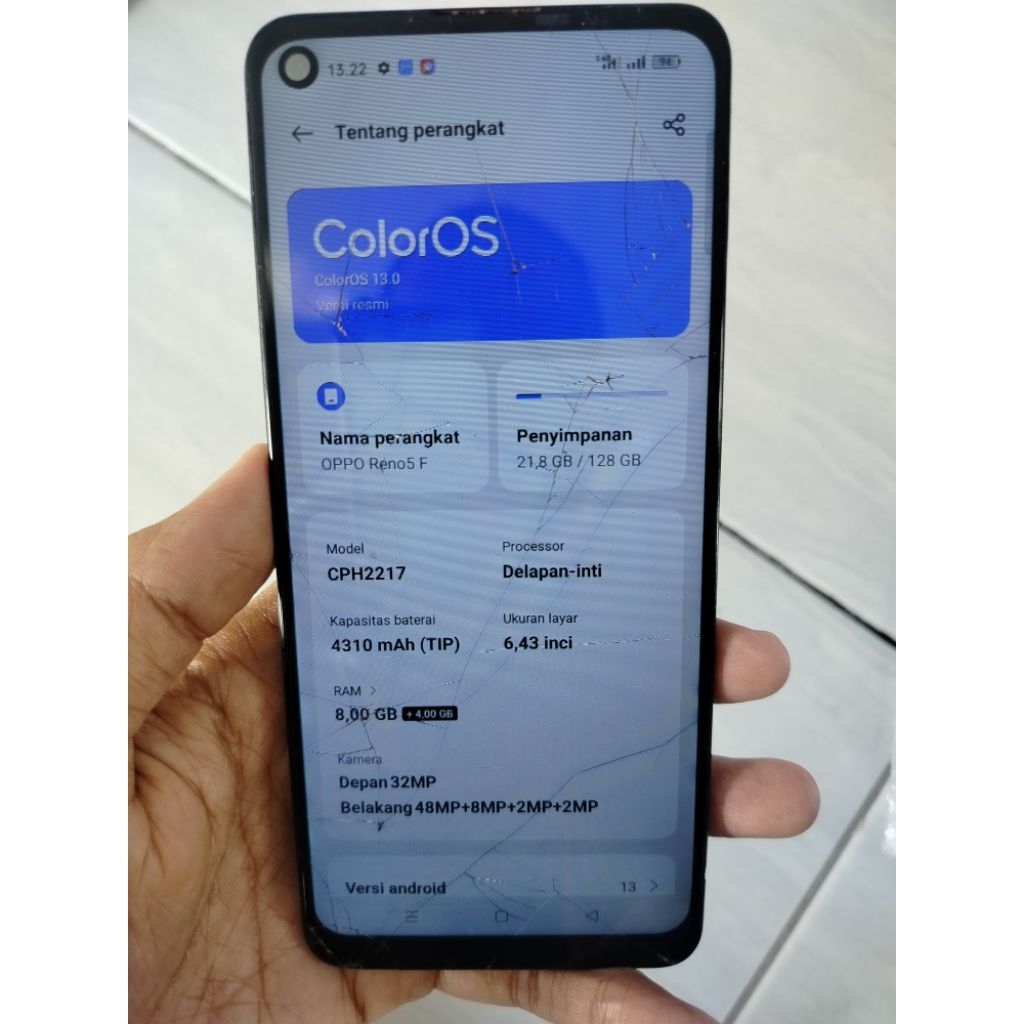 mesin oppo reno 5f 8/128 normal