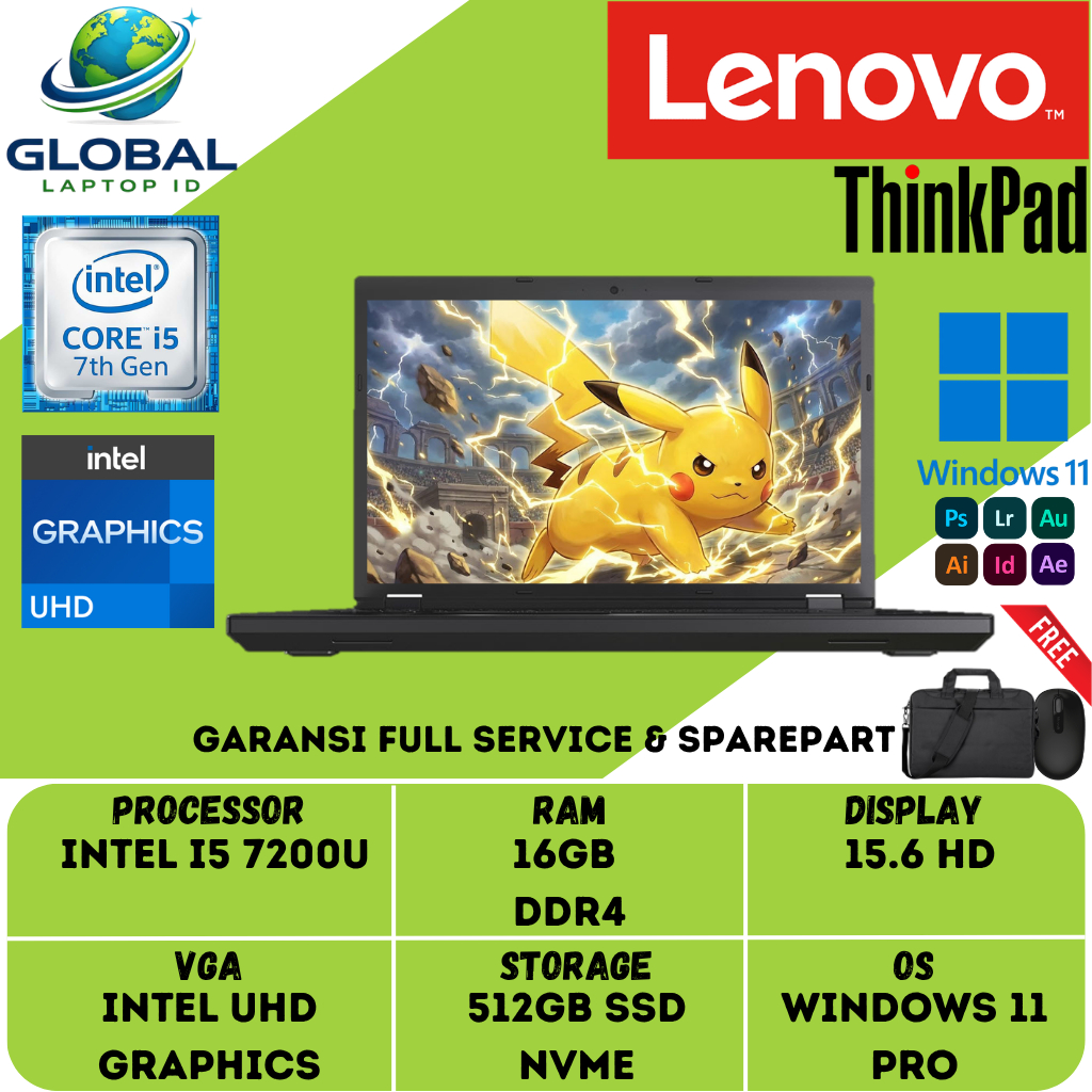 Laptop Murah LENOVO THINKPAD L570 Intel Core i5 RAM 8GB 256GB SSD 15.6" HD  Windows PRO - Second Lik