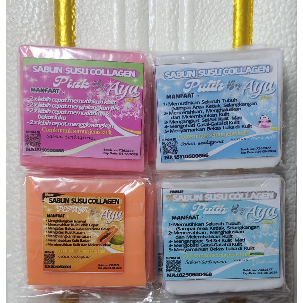 COD 1lusin/12Pcs Sabun Susu Collagen 18gr & 28gr versi tipis & sedang pemutih badan dan wajah BPOM