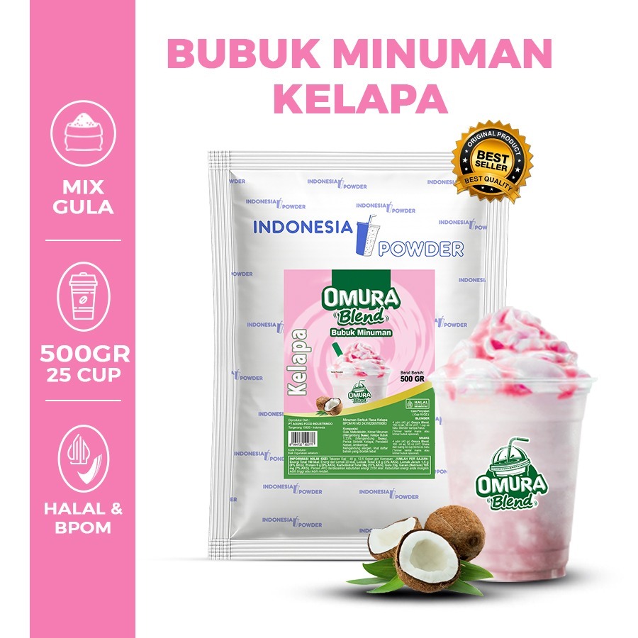 Bubuk Minuman Premium Rasa Kelapa / Es Doger 500 Gram HALAL & BPOM Blend Powder Drink Omura Powder