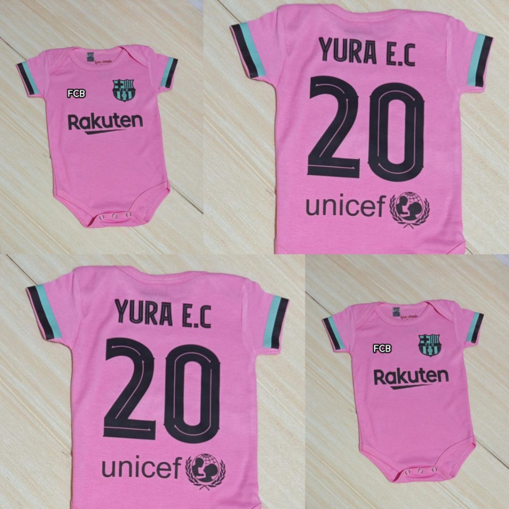 Romper Baju Bayi Bola Jumper Jumpsuit FCBarcelona Barca Blaugrana Away  Musim 2019/2020
