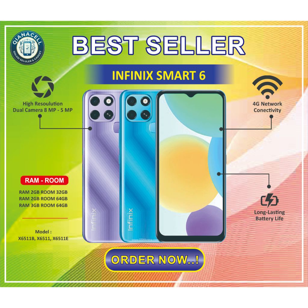 HP INFINIX  SMART 6 X6511B Normal second siap pakai