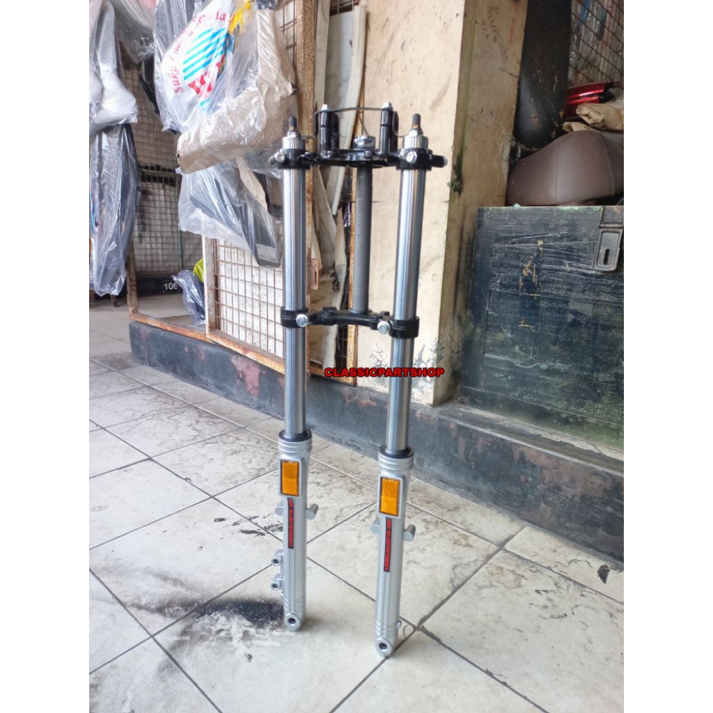 shok skok shock sok depan gl pro buttom silver spesial edition pnp rangka honda win win100 upgrade s