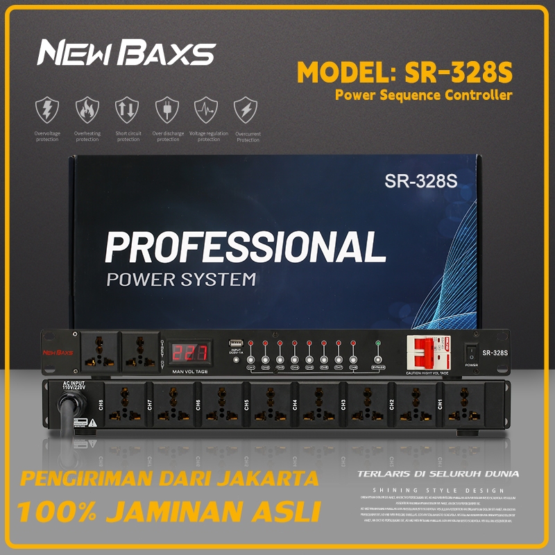 Manajer listrik NEW BAXS SR-328S 40 Amp pengontrol daya sistem waktu audio 8-saluran daya dapat digu
