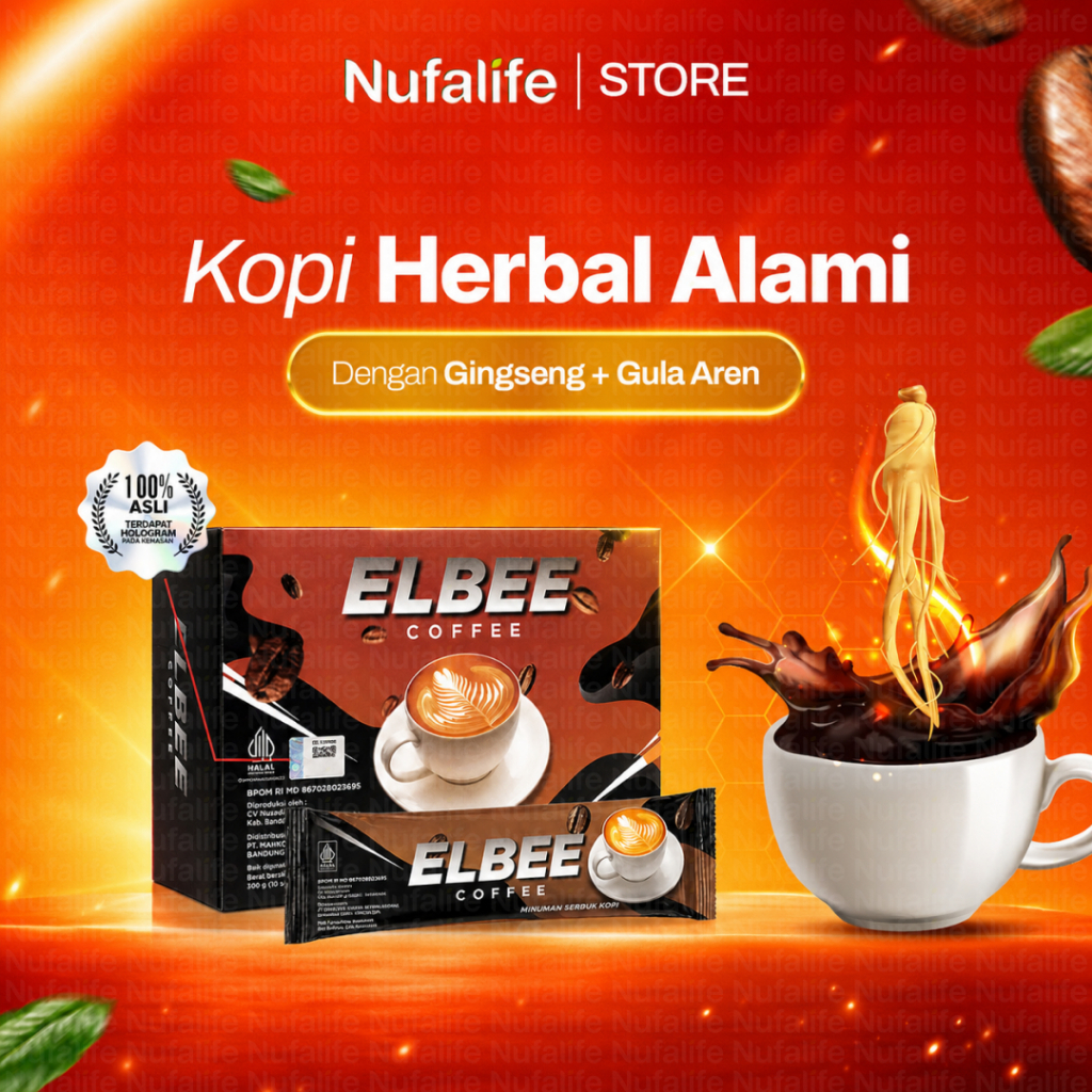 Kopi Herbal ELBEE Coffee Dengan Ginseng dan Gula Aren Ori Asli Murah