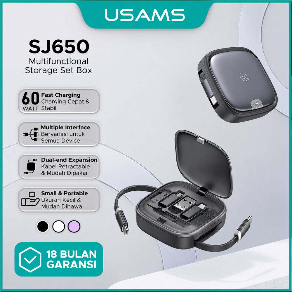 USAMS U87 Kabel Fast Charging Type C Multifunctional Storage Set Box SJ650