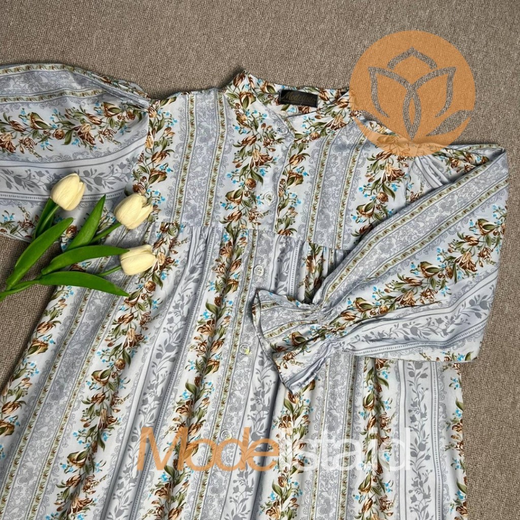 Kaleela Gamis Bahan Rayon Jumbo LD 130 Busui Kancing Depan by Modelista ID