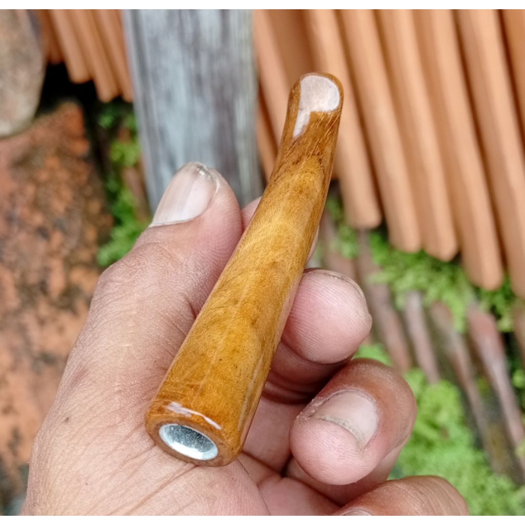pipa once kayu galih jati,,, berukuran 7 cm berbentuk lengkungan dengan lubang multifungsi