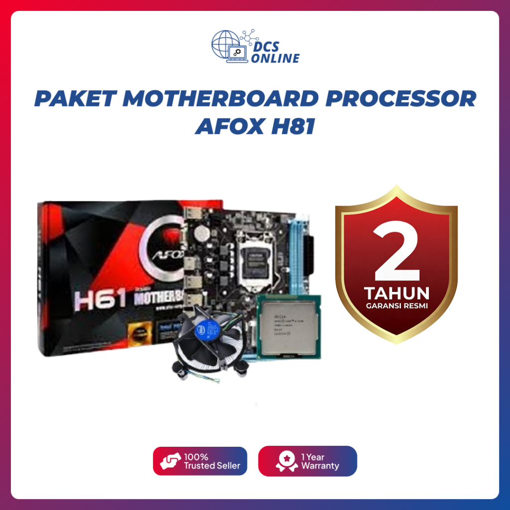 PAKET MOTHERBOARD AFOX H61 + PROCESSOR + FAN