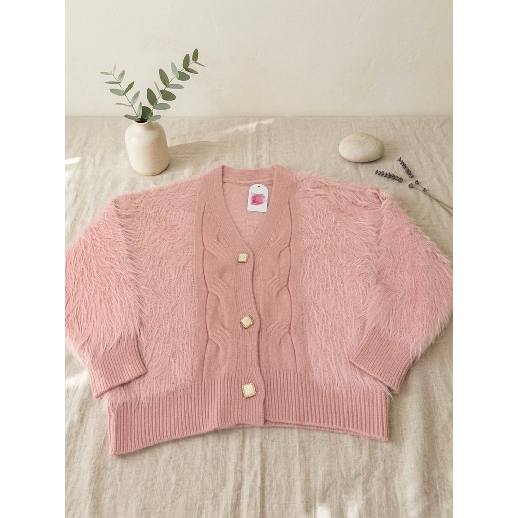 Cardigan Bulu Fuzzy Premium