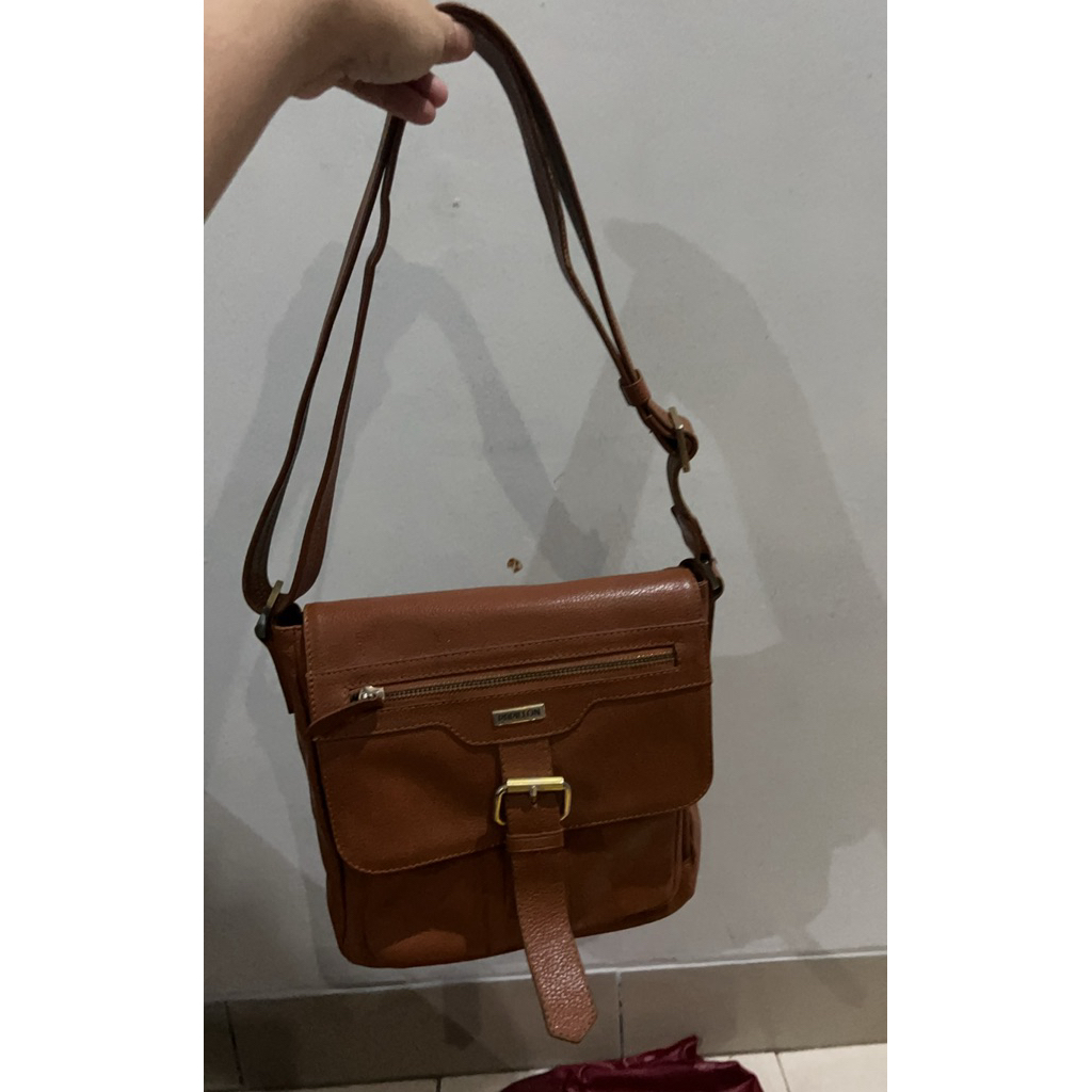 tas papillon leather’s kulita original slempang sling bag coklat unisex mulus no minus