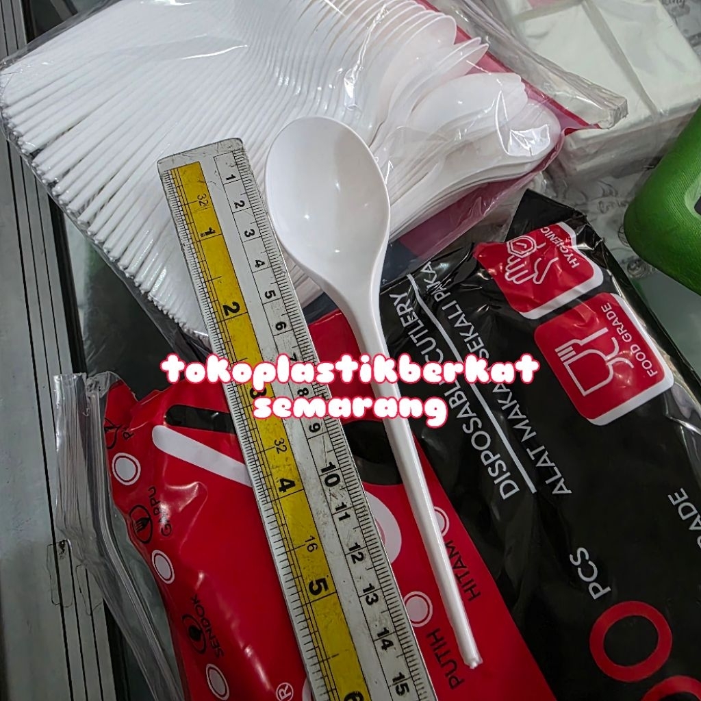 Sendok / Garpu Makan Plastik 100pcs | Sendok Plastik Putih