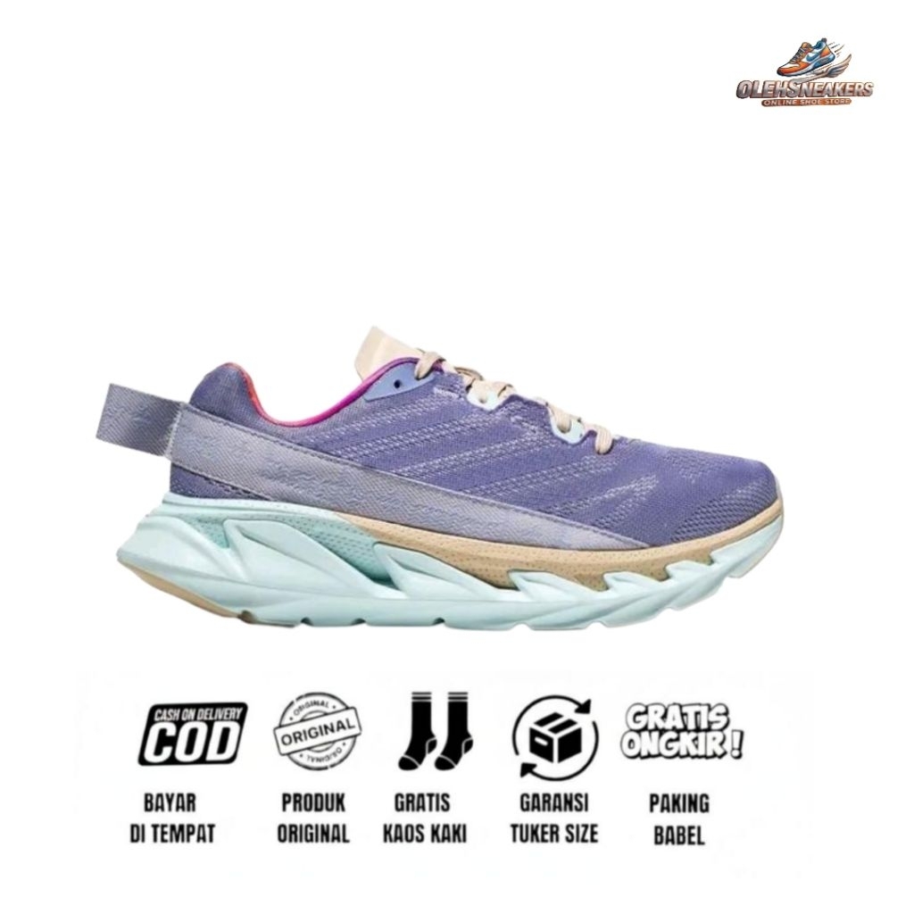 sepatu running trail pria wanita Hoka elevon 2 full black
