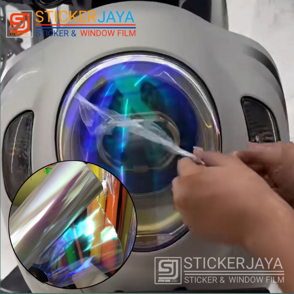 Stiker Pelangi Skotlet Lampu Sticker Headlamp Pelangi Skotlet Hybrird Pelangi Transparan