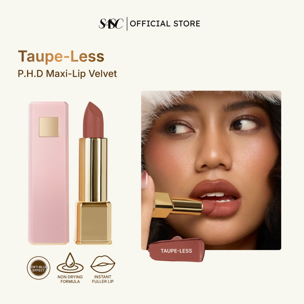 SASC P.H.D Maxi-Lip Velvet Lipstick Plump Effect - Taupe-Less ( Dark to Warm Undertone)
