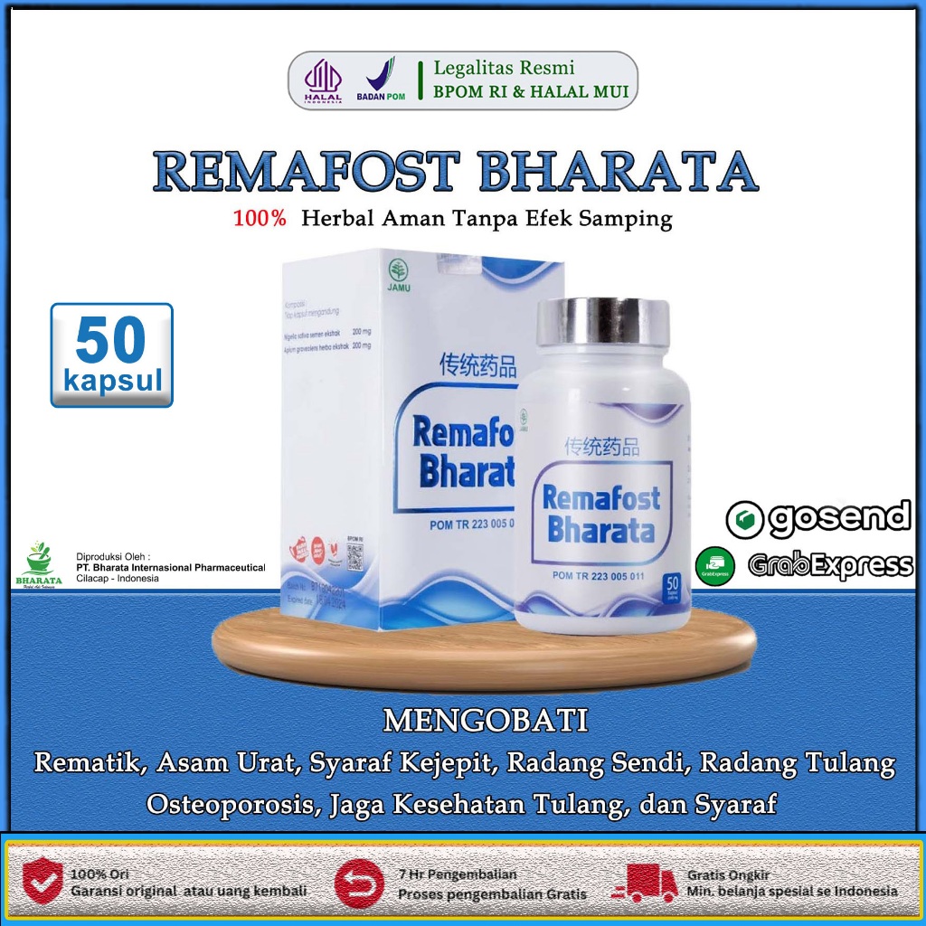 Obat Saraf Kejepit Rematik Asam Urat Remafost Bharata Original