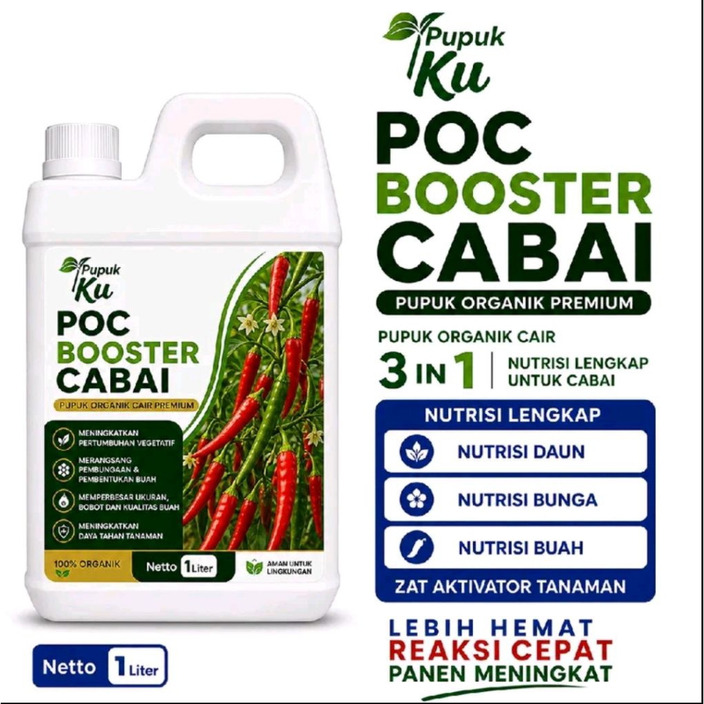 BOOSTER CABE 1 Liter - Pupukorganik Cair dan ZPT Khusus tanaman cabe & Pelebat Buah Cabe