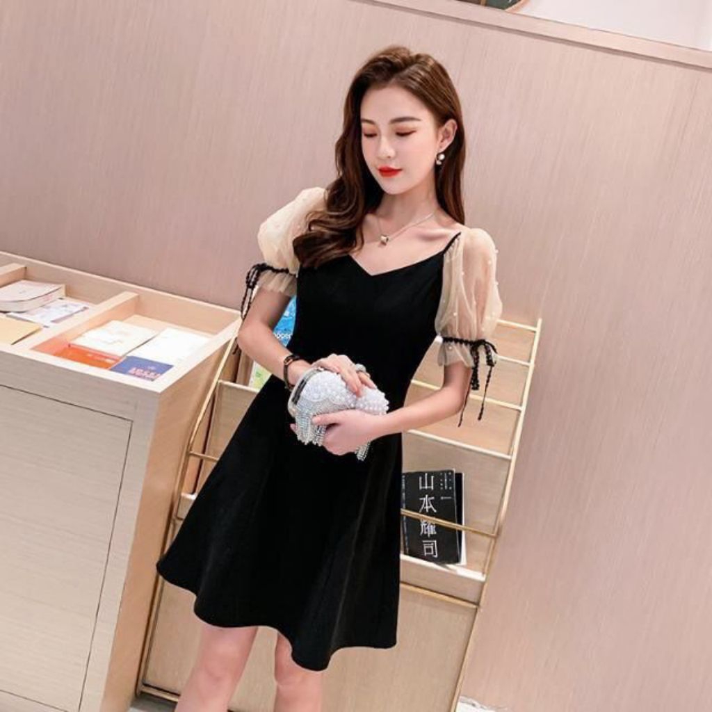 Savana Dress Scuba Lengan Pendek Kombinasi Tile