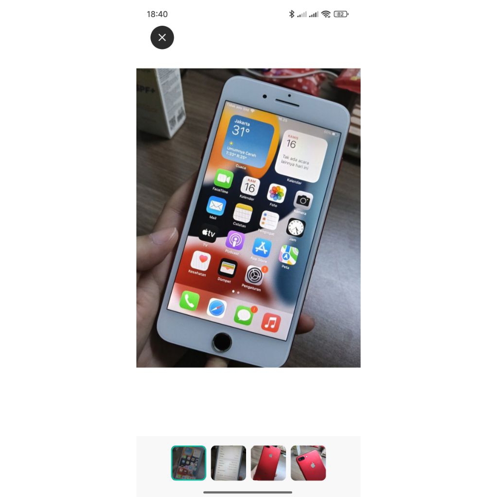 IPHONE 7PLUS MERAHH 128GB SECOND