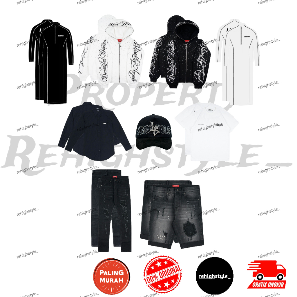 LUCIUS GAMIS - ALL COLOURS / LUCIUS GAMIS BLACK / WHITE / ZIP HOODIE DIAMOND DUST BLACK / WHITE / KE