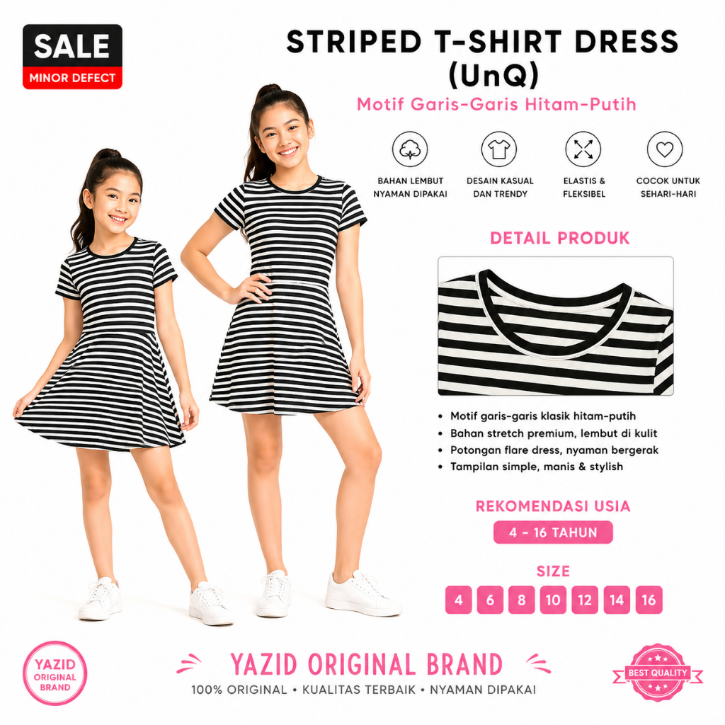 [SALE - MINOR DEFECT] Striped T-Shirt Dress - Branded Original (Uniqlo)