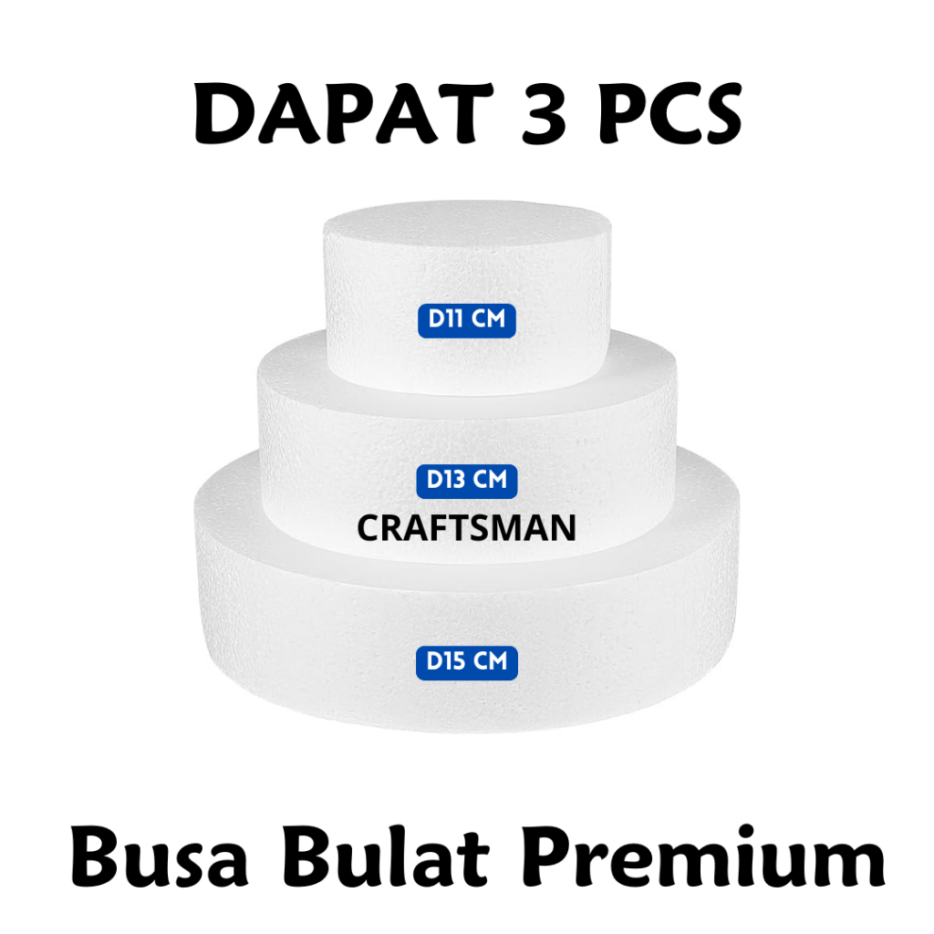 PAKET 3 PCS Dummy Cake Gabus Styrofoam Cake/Kue Bulat Foam Gabus Bunga Bulat Premium Buket Bunga Sna
