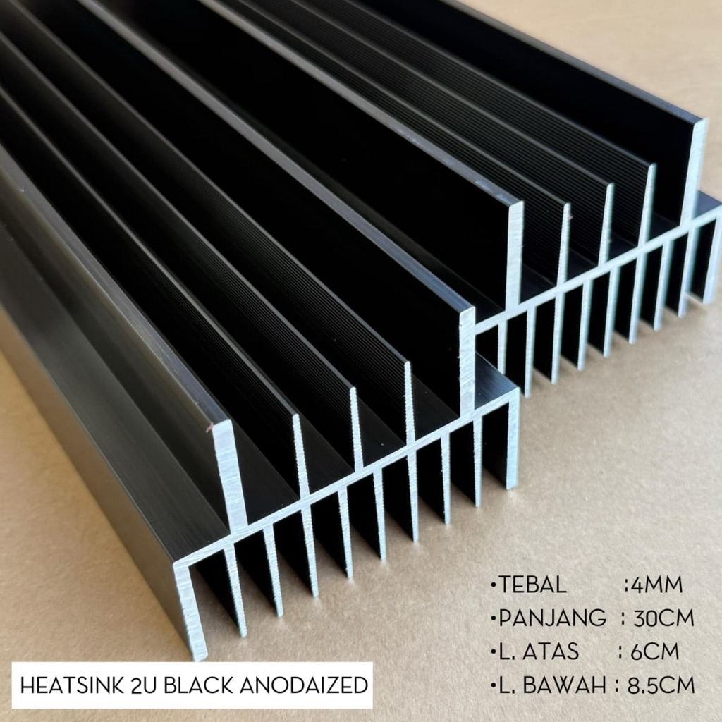 Heatsink / pendingin 2u 30cm tebal 4mm warna hitam