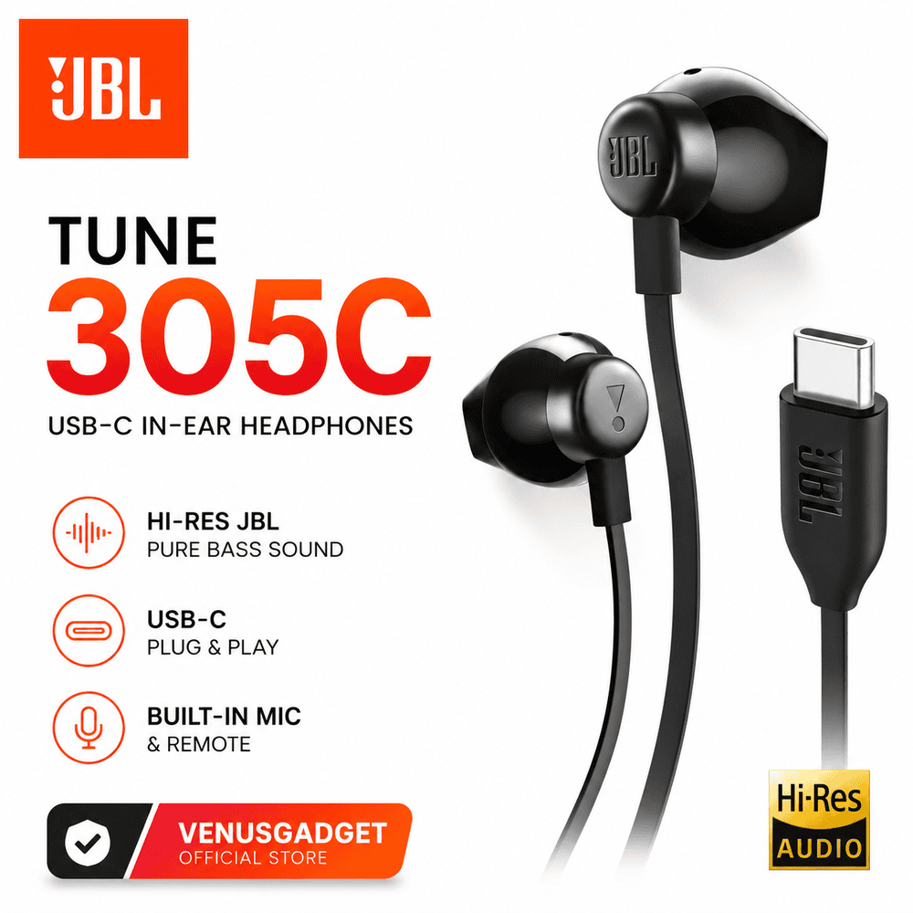 JBL Tune 305C USB C Earphone Hi-Res Audio Pure Bass Mic Original
