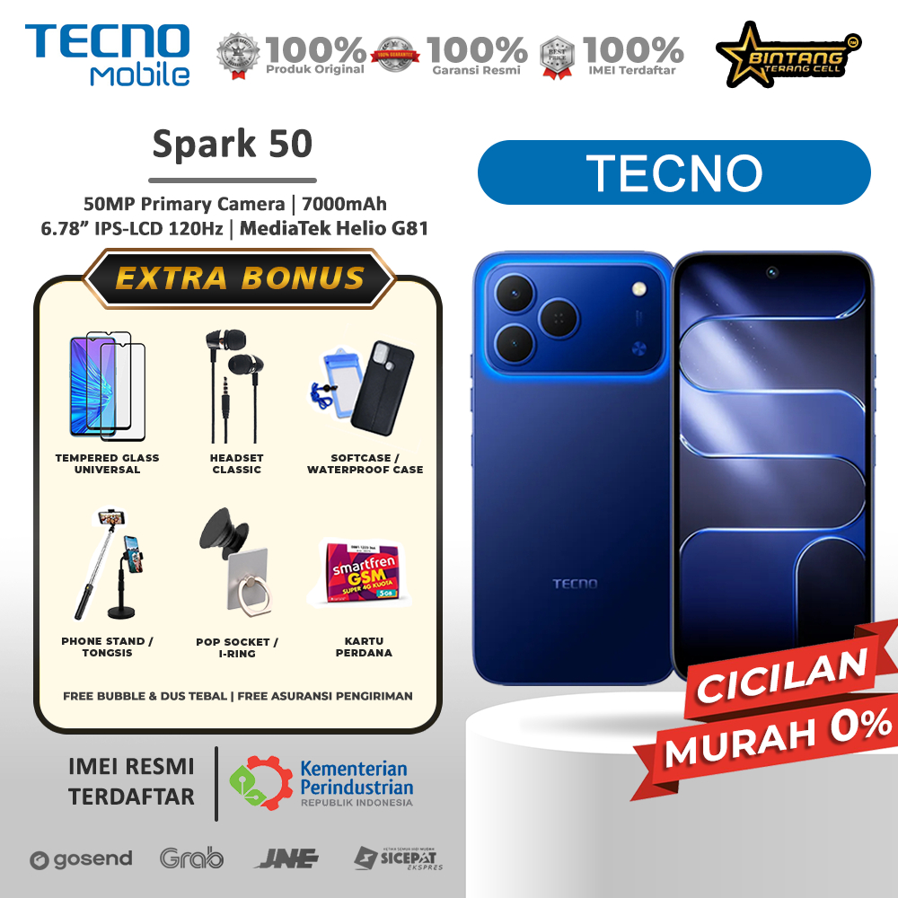 Tecno Spark 50 4G Ram 4/128GB Ram 6/128GB Ram 8/128GB Garansi Resmi