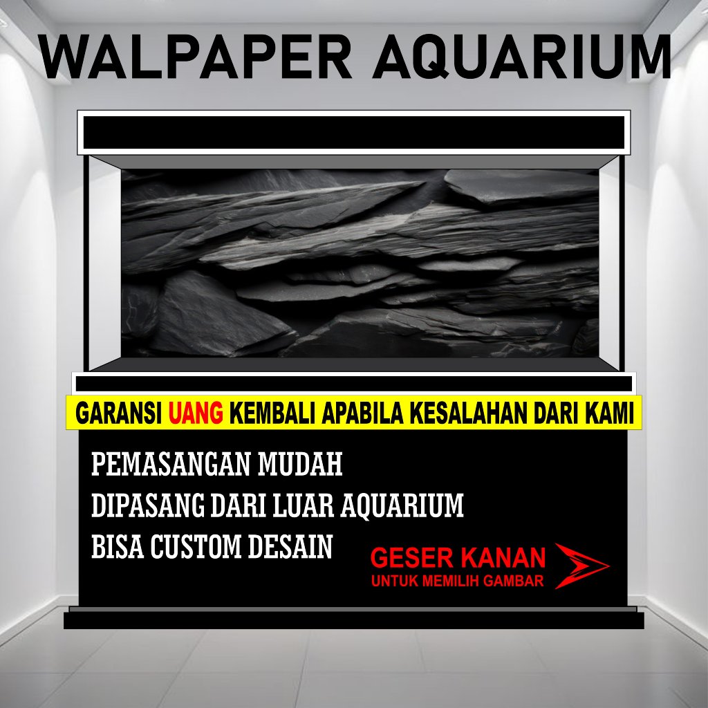 Sticker Aquarium,Background Aquarium Tema BATU
