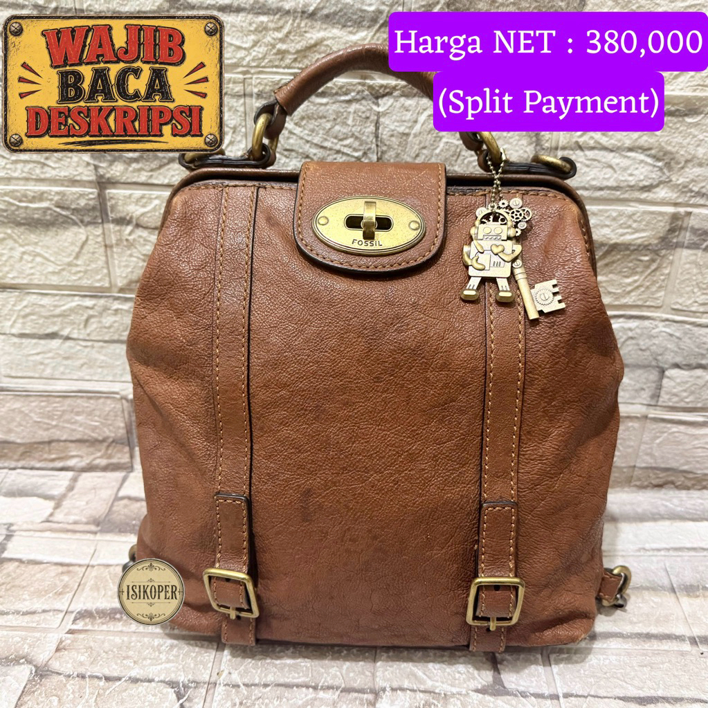 665# NET-Preloved Fossil Emilia Backpack Ransel Brown(key talpan ala ala)